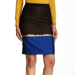 Hugo Boss Fantasy Blue Color Block Pencil Skirt Size 4